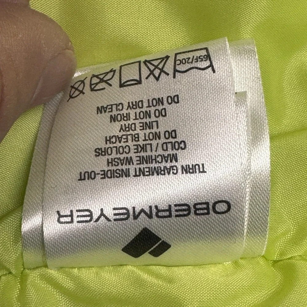 Obermeyer Ski Jacket Teen‎ L 14-16 Neon Lime Green Hooded Winter Coat Gorpcore